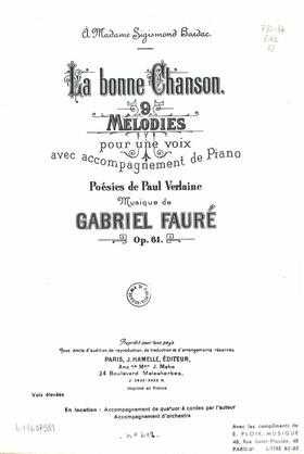 La Bonne Chanson (Verlaine / Fauré)