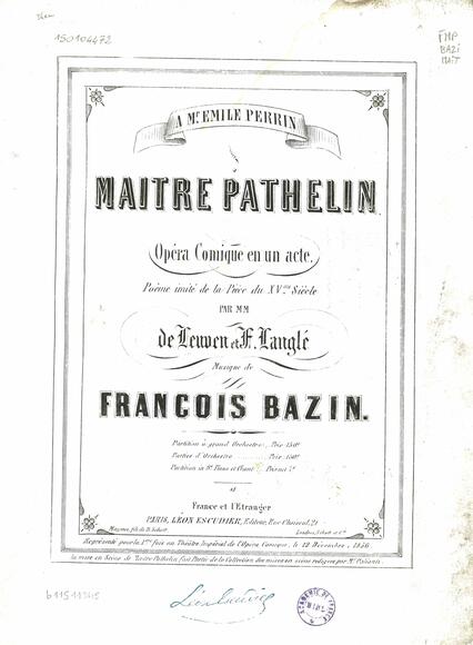Maître Pathelin (Langlé & Leuven / Bazin)
