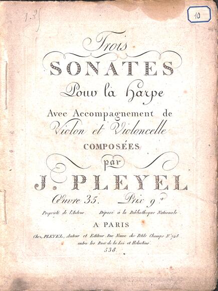Trois Sonates pour la harpe (Pleyel)