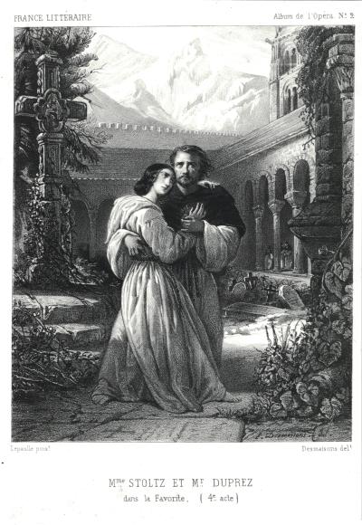 Rosine Stoltz et Gilbert Duprez dans La Favorite de Donizetti (acte IV)