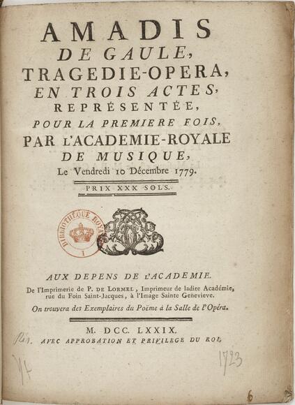 Amadis de Gaule (Devisme de Saint-Alphonse / J. C. Bach)